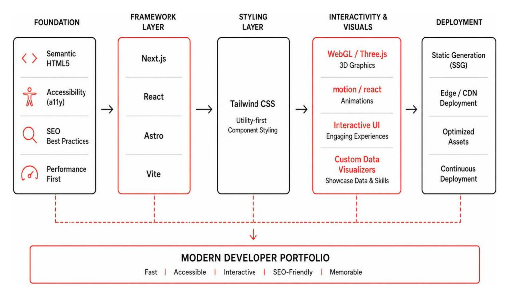 Modern developer portfolio visual architecture framework breakdown